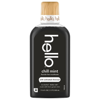 hello Alcohol Free Mouthwash with Activated Charcoal Fluoride Free Mouthwash - Chill Mint - 17.6 floz