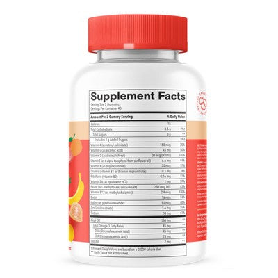 SmartyPants Kids Plus Multivitamin & Omegas Gummies with Vitamins C, D3, B12 & Zinc - 80ct