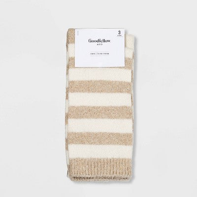 Men's Striped Crew Socks 3pk - Goodfellow & Co Tan 10-13