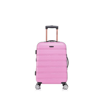Rockland Melbourne Hardside Expandable Spinner Luggage Carry On Suitcase - Pink