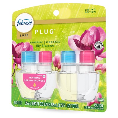 Febreze Luxe Plug Air Freshener Dual Refills - Morning Spring Showers - 1.75 fl oz/2ct