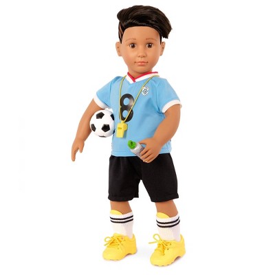 Our Generation Mateo Posable 18" Boy Doll in Soccer Uniform with Accessories