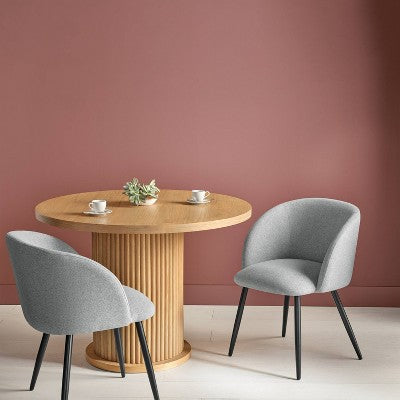 Set of 2 Upholstered Barrel Back Dining Chairs with Metal Base Dining Chair Gray - Room Essentials (LOCAL PICKUP ONLY)