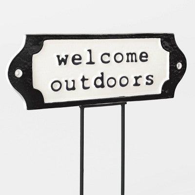 Metal "Welcome Outdoors" Garden Sign - Threshold