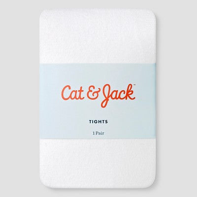 Toddler Girls' Solid Tights - Cat & Jack White 2T-3T: High Waisted, Knit, Opaque, Elastic Waistband
