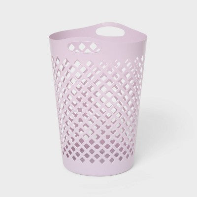 2.2bu Flexible Laundry Hamper Lavender - Brightroom: Tall Plastic Clothes Hamper with Built-In Handles, Diamond Pattern (LOCAL PICKUP ONLY)