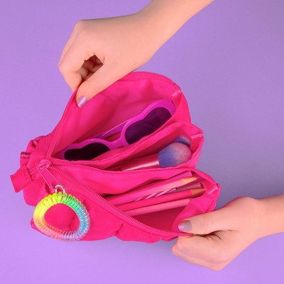 Style Lab Expandable Quilted Puffer Pouch Neon Pink