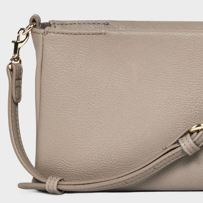 Double Gusset Crossbody Bag - Universal Thread Gray: Adjustable Strap, Twill Construction
