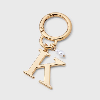 Initial "K" and Simulated Pearl Bag Charm - A New Day Gold