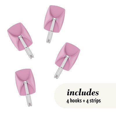 Command 4pk Damage-Free Small Wire Hooks Lilac Lemonade