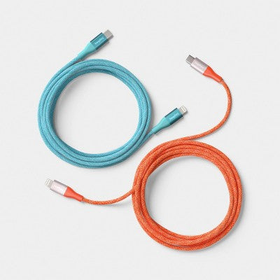 6ft USB-C to Lightning Braided Cable 2pk - heyday Turquoise Poppy
