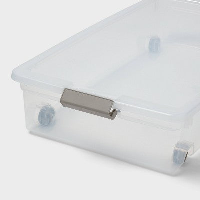 60qt Latching Clear Storage Box with Gray Latches - Brightroom (LOCAL PICKUP ONLY)