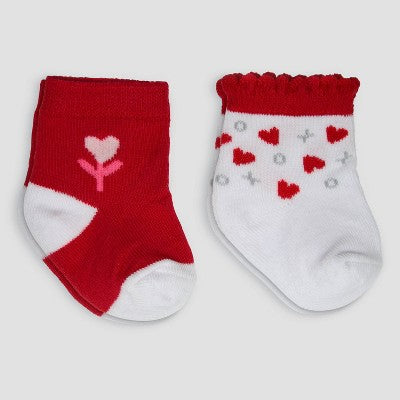 Carter's Just One You? Baby Girls' 2pk Valentines Day Socks - Red 0-6M