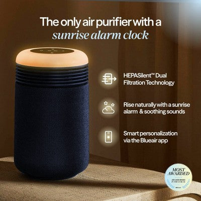 Blueair Mini Restful Air purifier and Sunrise Alarm Clock Midnight Blue