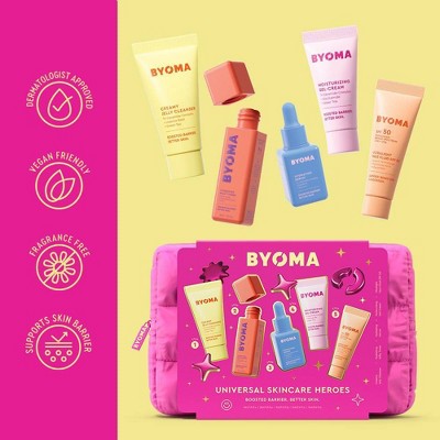 BYOMA Universal Skincare Heroes Gift Set with Makeup Bag - 5pc