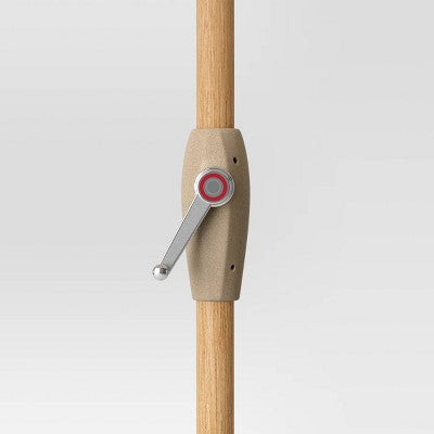 9' Round Outdoor Patio Market Umbrella with Faux Wood Pole - Threshold: Fade-Resistant, Crank Tilt (LOCAL PICKUP ONLY)