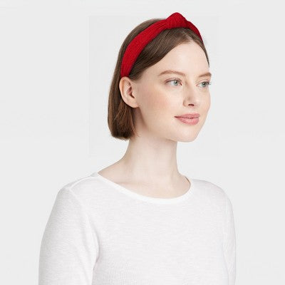 Textured Top Knot Headband - A New Day Red: Solid Pattern, Recycled Polyester, Hair Styling, All Hair Types