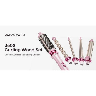 Wavytalk Heatwave Pro 5-in-1 Curling Wand Set, Includes Thermal Brush and 4 Interchangeable Ceramic Barrel for Multiple Styles, Model 350S