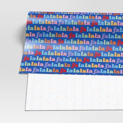50 sq ft 'Fa La La' Christmas Gift Wrap Blue - Wondershop
