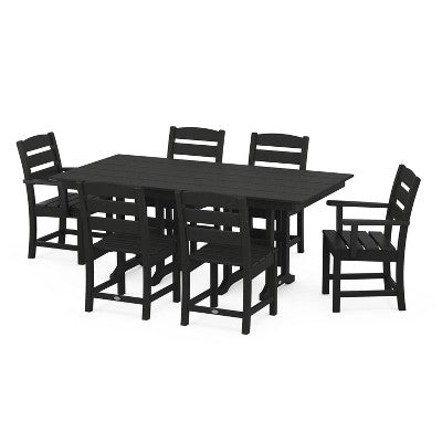 Lakeside 7pc Farmhouse Dining Set Black - POLYWOOD: Weather-Resistant Outdoor Furniture, Stainless Steel Hardware (LOCAL PICKUP ONLY)