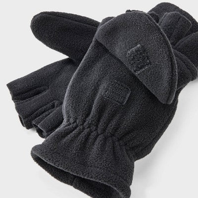 Boys' Fleece Fliptop Gloves - Cat & Jack Black 8-16
