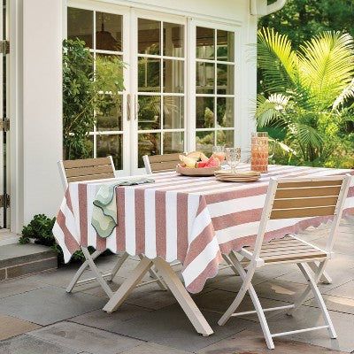 84"x60" Striped Tablecloth Peach - Threshold