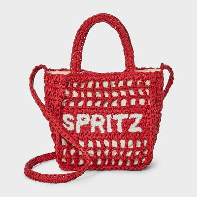 Top Handle Crochet Tote Handbag - Universal Thread Red