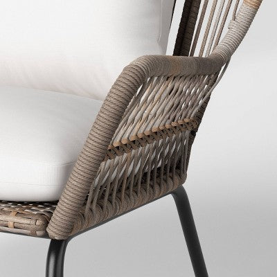 Steel and Wicker Latigo Rust Resistant Outdoor Patio Loveseat Arm Chair Gray - Threshold (LOCAL PICKUP ONLY)