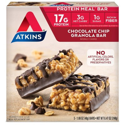 Atkins Chocolate Chip Granola Protein Meal Bar - 5ct/8.47oz