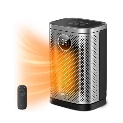 Dreo 1500W Atom Core Portable Oscillating Ceramic Space Heater for Home with Remote and Thermostat 1-12H Timer Silver: Indoor Heater for Bedroom