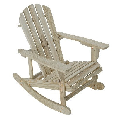 Saint Birch Adirondack Wooden Rocking Chair, Natural (LOCAL PICKUP ONLY)