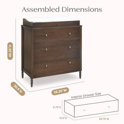 Delta Children Serena 3 Drawer Dresser with Changing Top - Teak Brown (LOCAL PICKUP ONLY)