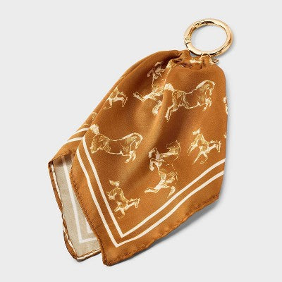 Horse Pattern Scarf Bag Charm - A New Day Brown