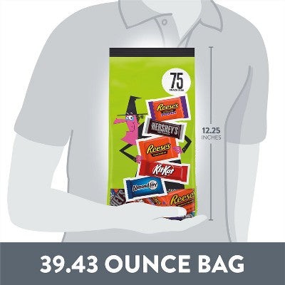 HERSHEY'S Reese's Kit Kat Almond Joy Halloween Candy Variety Bag - 75pc/39.43oz