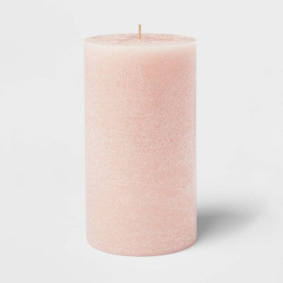 7"x4" Peony & Cherry Blossom Cozy Pillar Candle Pink - Threshold: Modern Traditional Decor, 100hr Burn Time