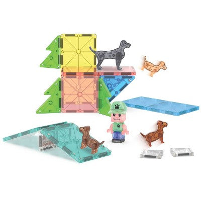 MAGNA-TILES Puppy Park: 27-Piece Magnetic Building Set for Math & Engineering Skills