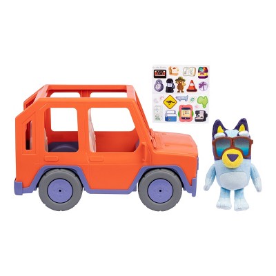 Bluey Buddies Big Heeler 4 Wheel Drive Doll Playset - 3pk: Plush Character Set, BBC Licensed, Plastic & Fabric