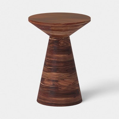 Acacia Wood Round Modern Sculptural Patio End Table Brown - Threshold