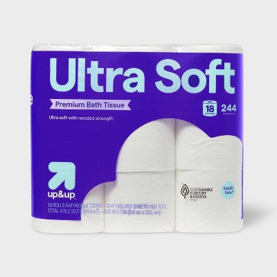 Premium Ultra Soft Toilet Paper - 18 Rolls - up&up