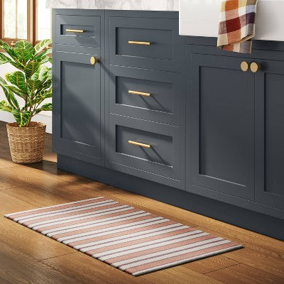 1'8"x2'10" Striped Rectangle Woven Indoor Accent Rug Rust - Threshold: Cotton Flat Pile, Machine Washable