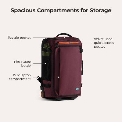 Bagsmart Blast 43L Roller Travel Backpack - Red Currant
