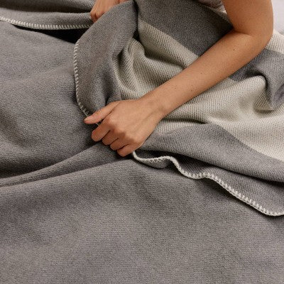 Queen/King Border Stripe Cotton Bed Blanket Heathered Gray - Parachute for Target
