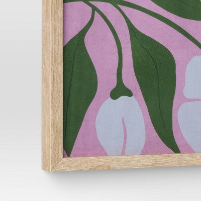 16"x20" Flower Print Framed Dorm Wall Art - Room Essentials: Modern Botanical Wall Decor, Beige Frame