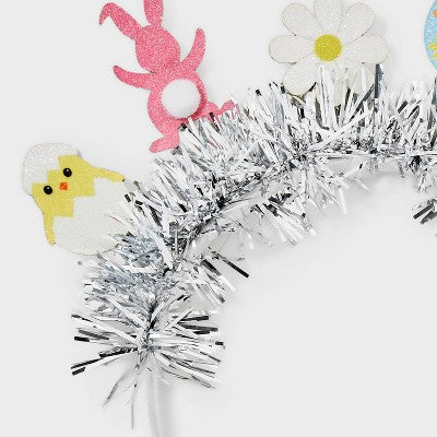 Easter Tinsel with Bunny Carrot Egg Icon Headband - Multicolor