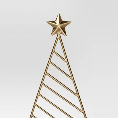 13" Metal Christmas Tree Figurine with Wood Base - Wondershop Gold