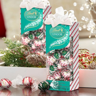 Lindt LINDOR Christmas Candy Tradition Box Peppermint Assorted Chocolate - 6.8oz