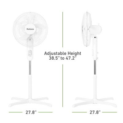 Holmes 16" Blade Breeze Manual Stand Oscillating Fan White