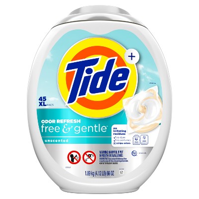Tide Odor Refresh Power Pods Laundry Detergent - Free & Gentle - 45ct