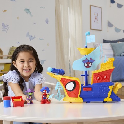 Marvel Spidey and his Amazing Friends Water-Webs Webs Ahoy Bubble Pirate Ship Toy, Christmas Gifts for Kids