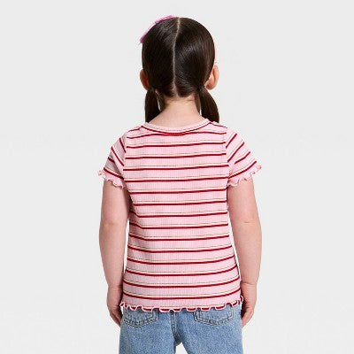 Toddler Girls' Short Sleeve Ribbed T-Shirt - Cat & Jack Pink 5T